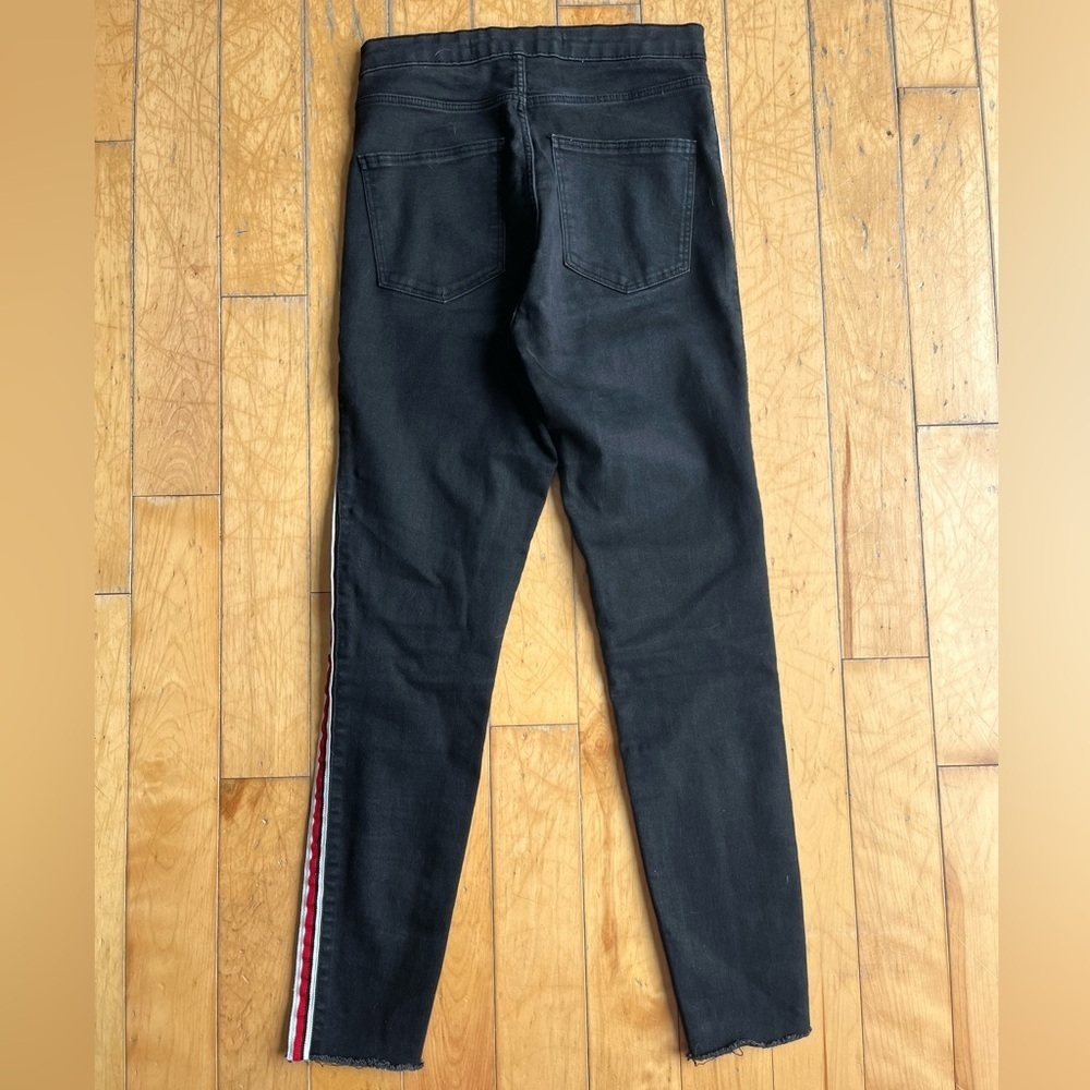 Zara Trafaluc Black Jeans with Red and White Stripes Size 6 - Picture 5 of 5